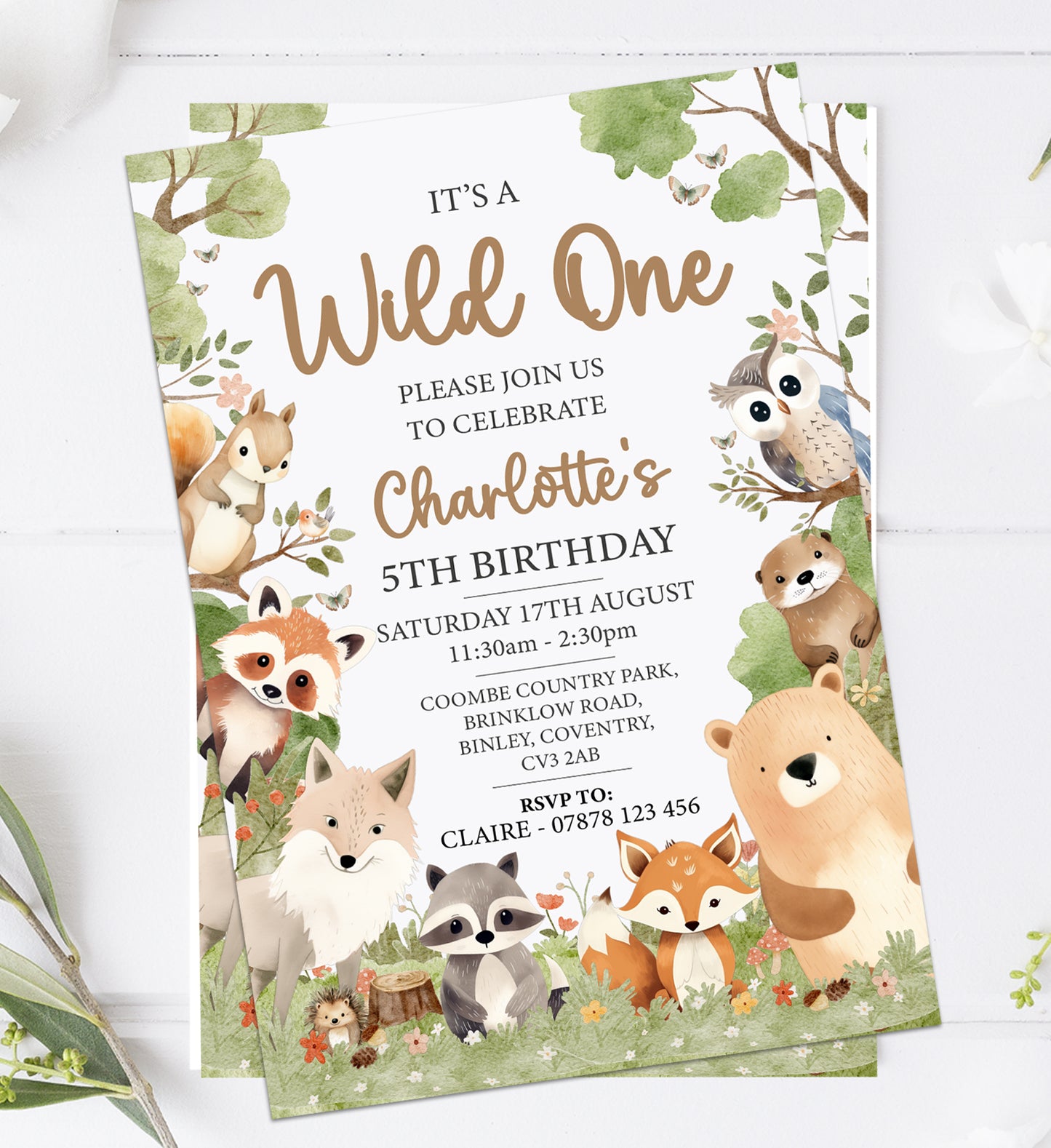 Personalised Woodland Birthday Party Invitations