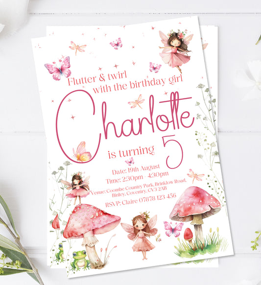 Personalised Fairy Birthday Party Invitations