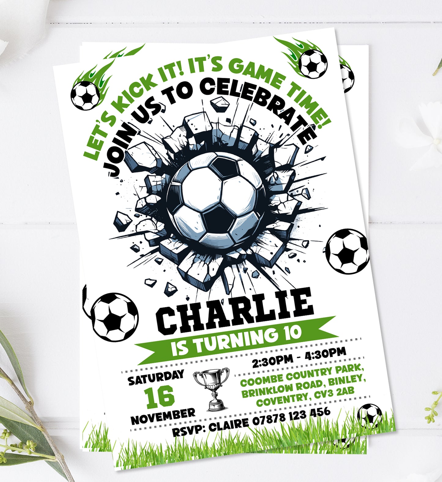 Personalised Football Birthday Party Invitations