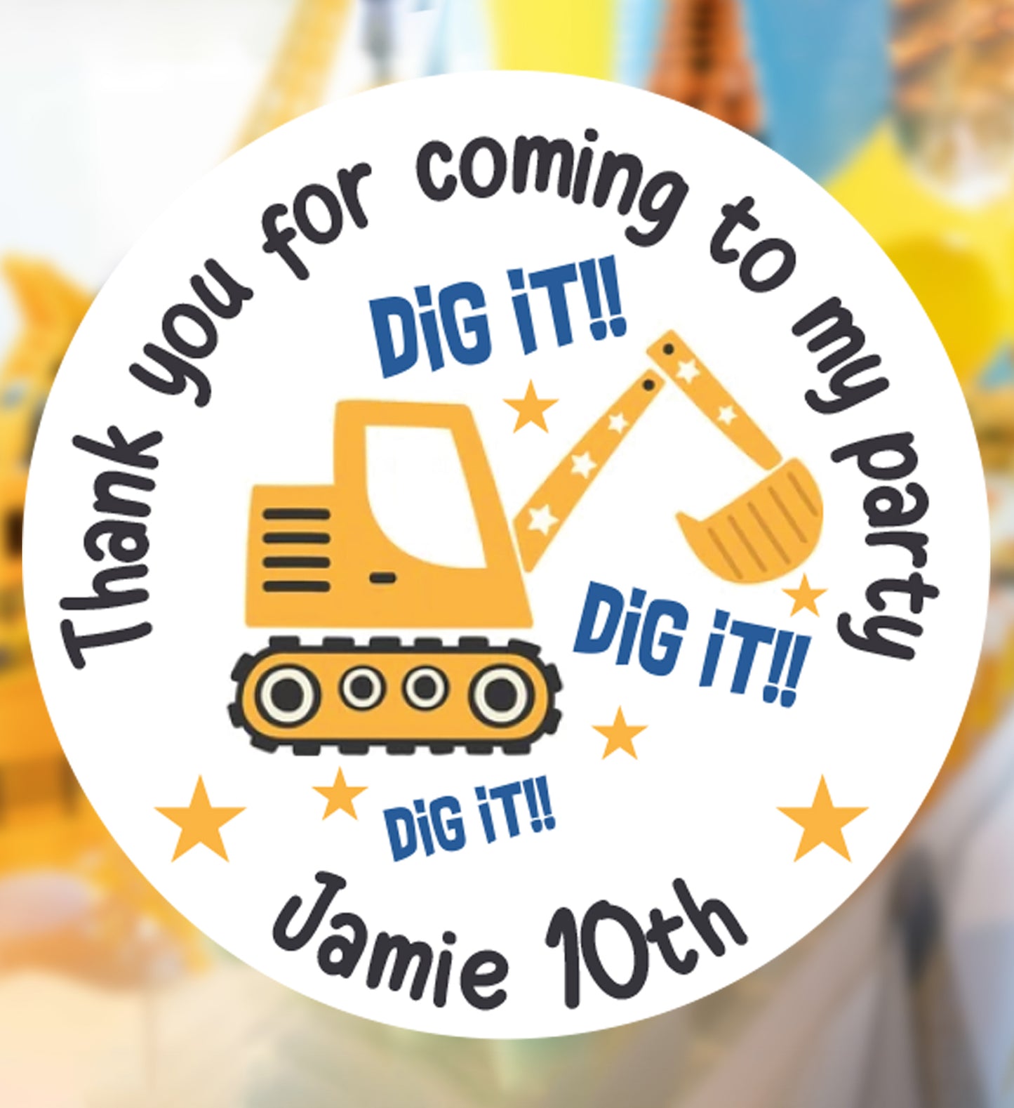 Personalised Digger Construction Stickers