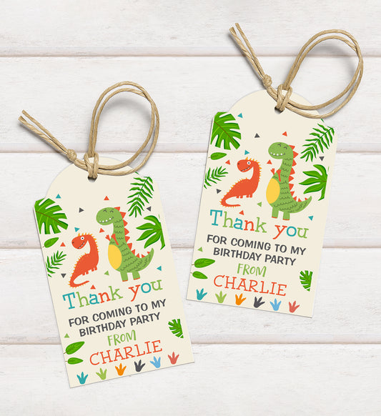 Personalised Dinosaur Favour Tags