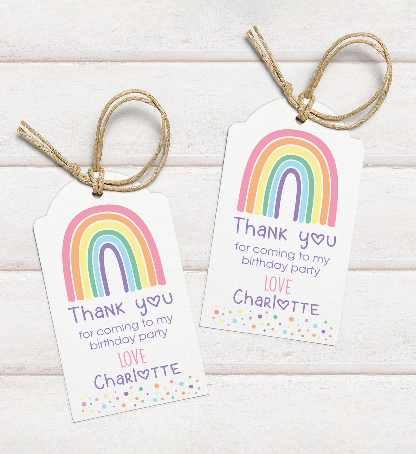 Personalised Rainbow Favour Tags - Boho