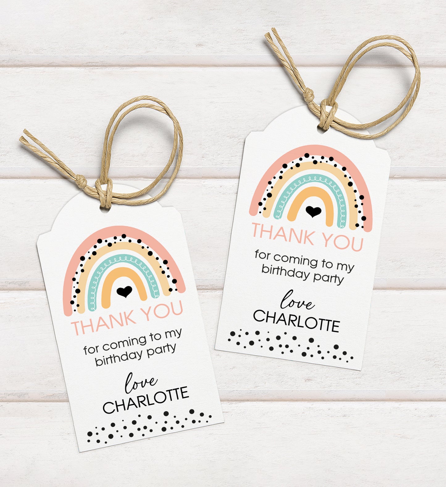 Personalised Rainbow Favour Tags - Classic